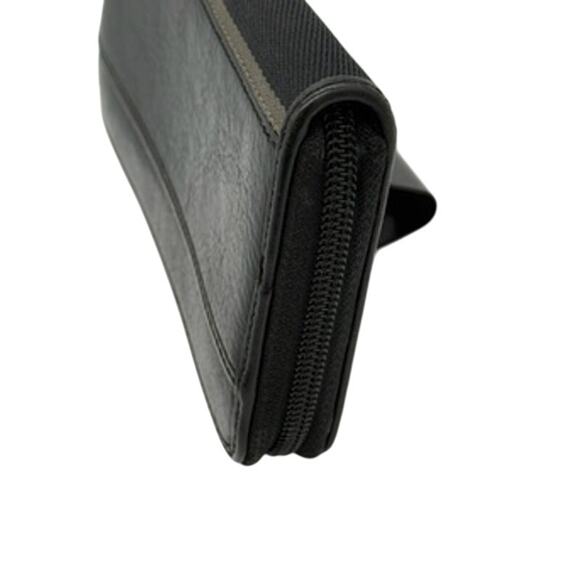 RETAIL $295 Coach Black Leather and Canvas Stripe on Spine Continental Wallet - Picture 4 of 13